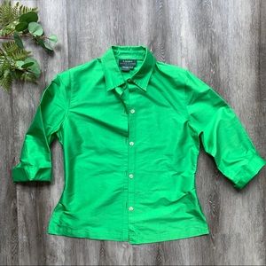 Lauren by Ralph Lauren Shiny Green 100% Silk Top